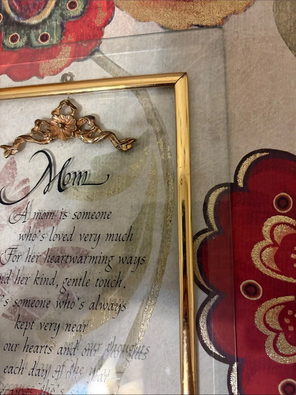 Gold Mom Sentiment Framed Wall Glass Art